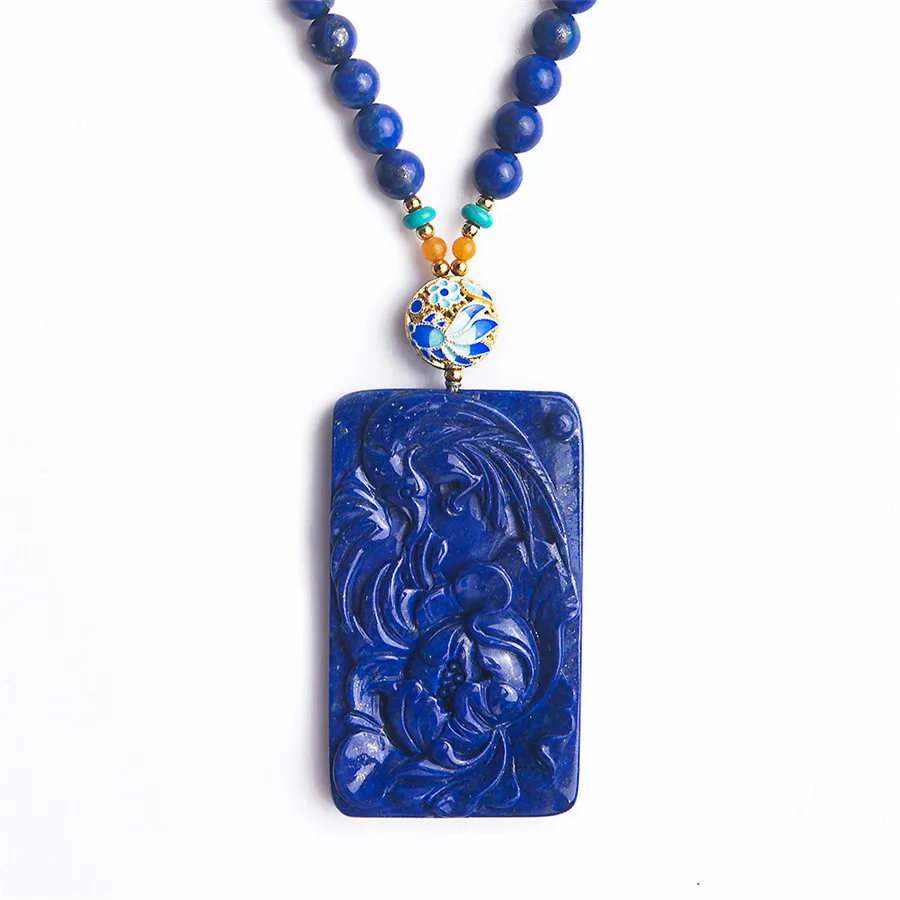 Ожерелье с подвеской из натурального Lapis Lazuli модное женское ожерелье