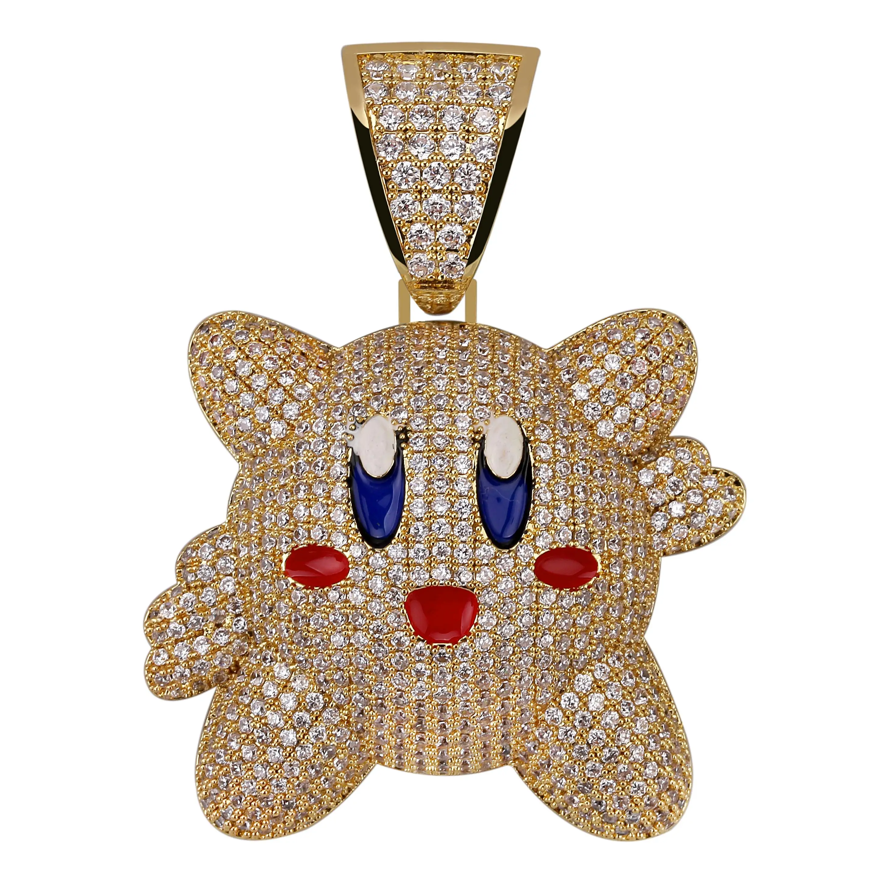 Iced Out 3D ожерелье с кулоном Кирби мужские/женские с теннисная цепочка Bling хип хоп золотой цвет серебра талисман Цепочка-украшение подарки - Окраска металла: P19010006-G