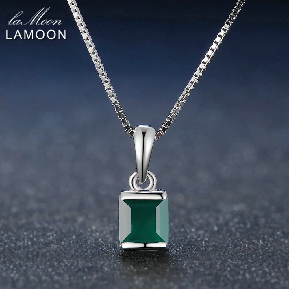 Женское ожерелье с подвеской в виде халцедона квадратное из стерлингового