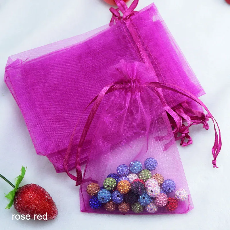 rose red 100 шт./упак. 24 Цвета органзы мешок ювелирных изделий посылка Fondant(сахарная) конфет сумки бытовые Свадебные вечерние подарок упаковочный мешок - Цвет: rose red