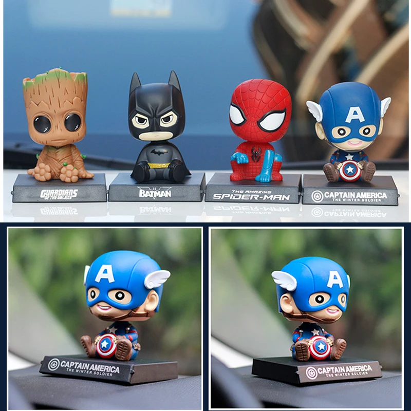 Автомобиль Bobble головы Аниме Фигурка героев экшн Капитан Америка Человек паук