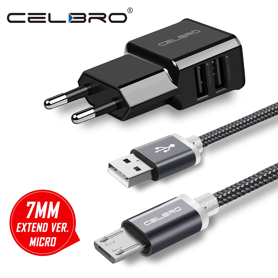 Длинный Micro USB разъем 7 мм кабель для быстрой зарядки 100 А мобильного телефона 1 м/см