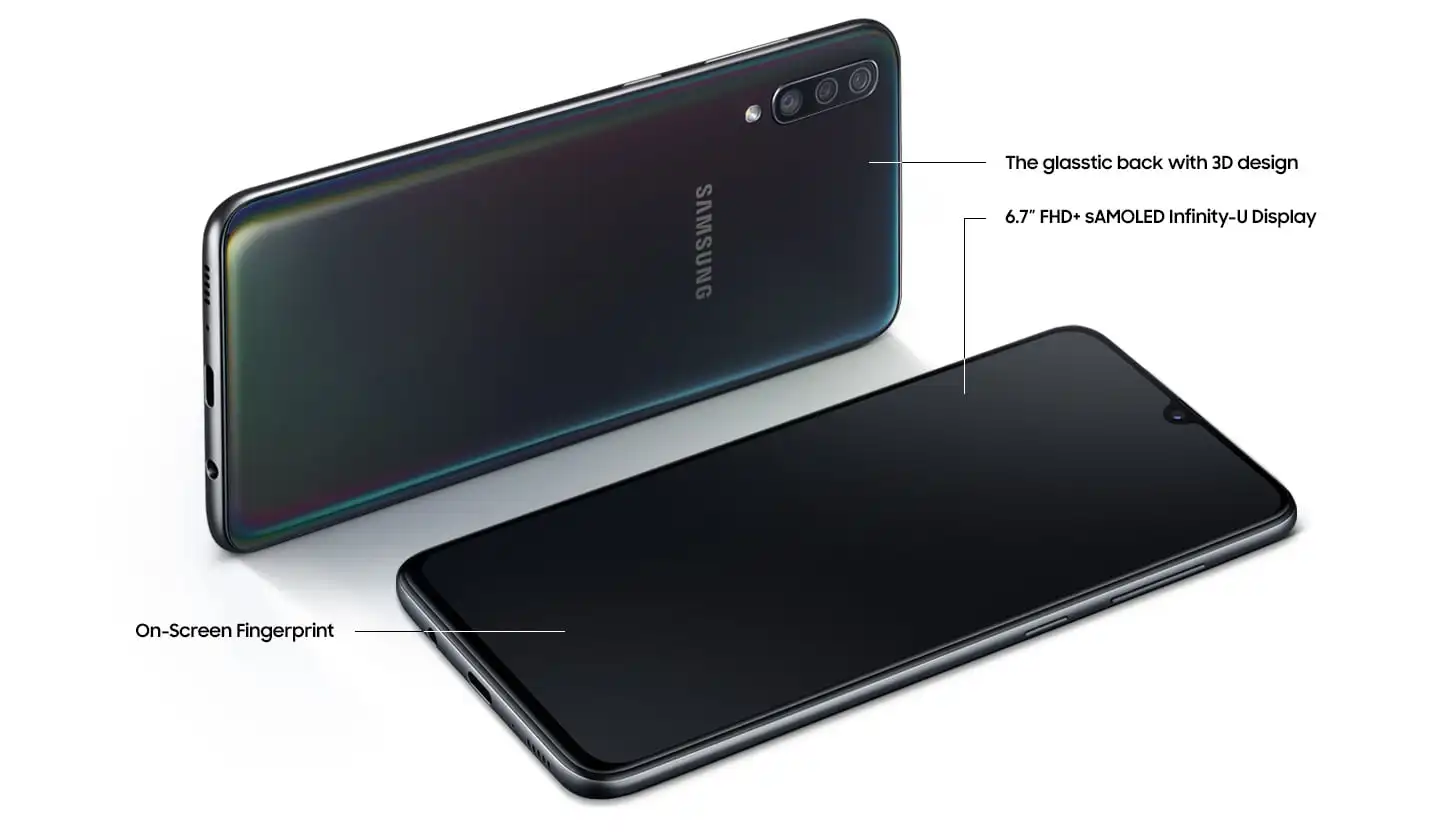 Смартфон samsung Galaxy A70, 6,7 дюймов, дисплей Infinity U, 6 ГБ, 128 ГБ, Восьмиядерный процессор Snapdragon 675, 4500 мАч, быстрая зарядка, мобильный телефон NFC