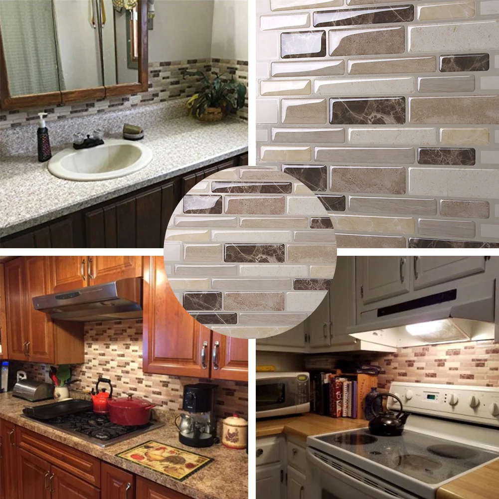 Hot Modern PVC 3D Tile Style Self-Adhesive Wallpaper Home Room DIY Wall Sticker Decor | Дом и сад