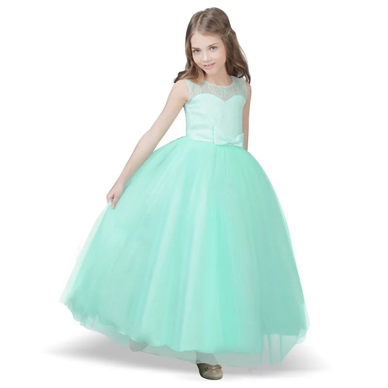 Brand Baby Kids Girls Flower Girl Party Frock Dress For Clothes Long Tulle Wedding Gown Children Teenager Formal Wear 12T | Детская