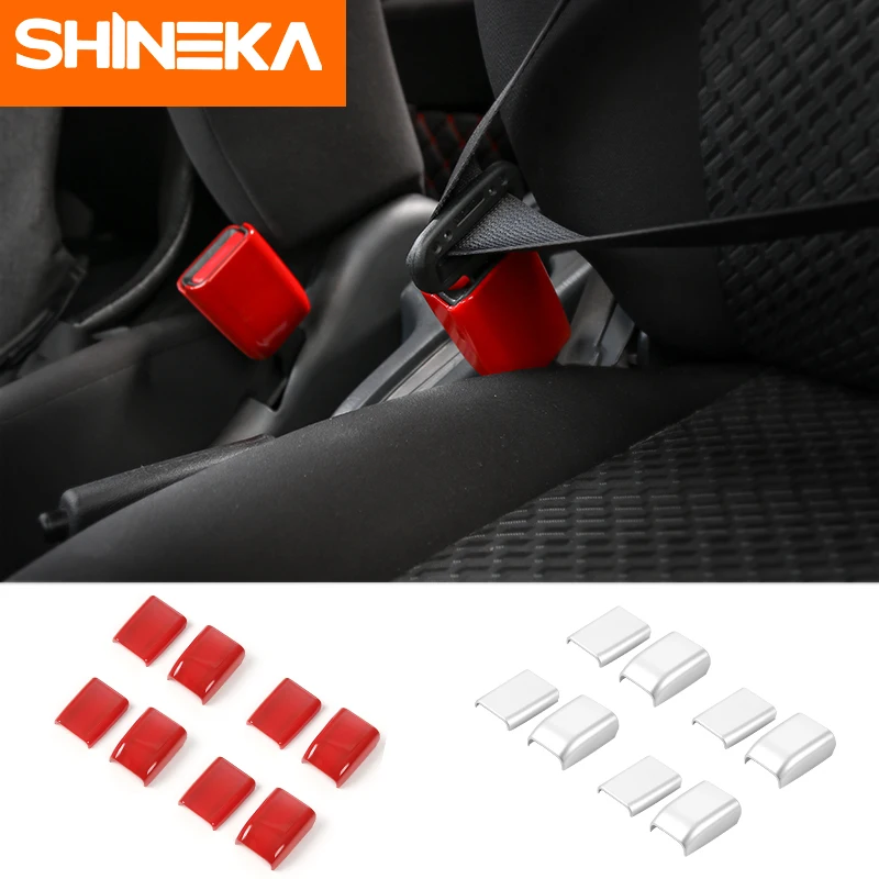 

SHINEKA Interior Moulding For Suzuki Jimny 2007+ Car Safety Belt Socket Decoration Cover Stickers For Suzuki Jimny Accessories