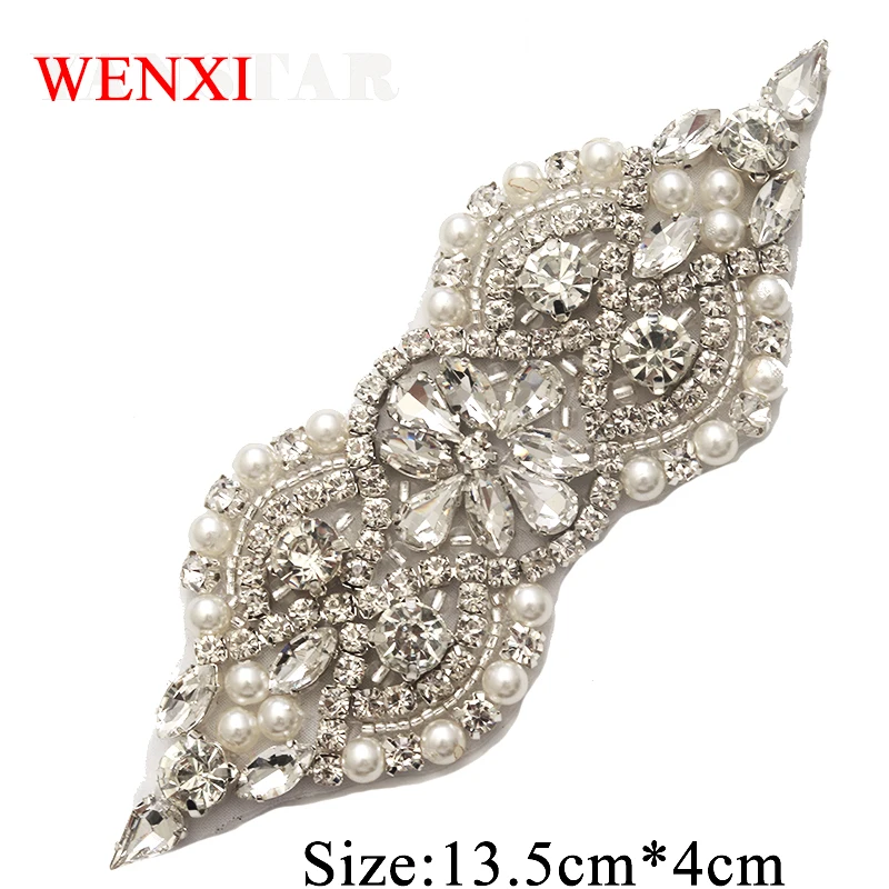 WENXI (30 pcs) Wholesale Rhinestones Appliques Sew On For Bridal Dress Sash Clear Rose Gold Crystal DIY | Дом и сад