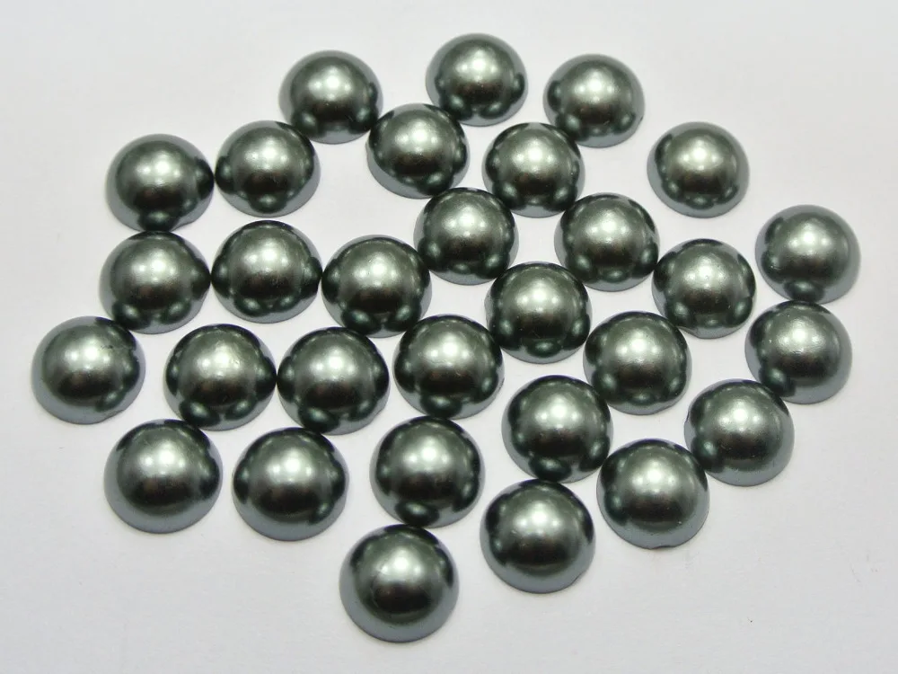 100 темно серый полужемчужный бисер 12 мм с плоской задней поверхностью для