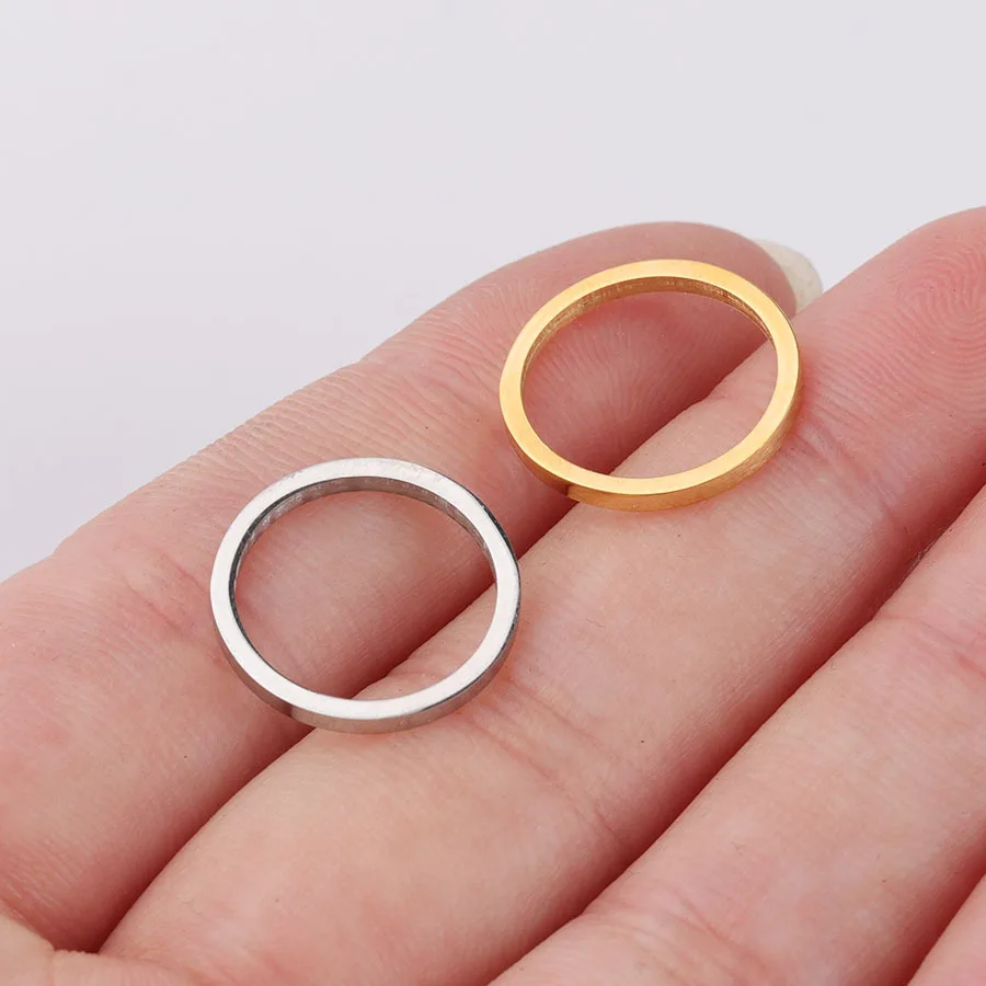 20Pcs 15MM Steel Color Stainless steel Pendant Circle Shape Round Connector Charms for DIY Women Jewelry Making Wholesale | Украшения и