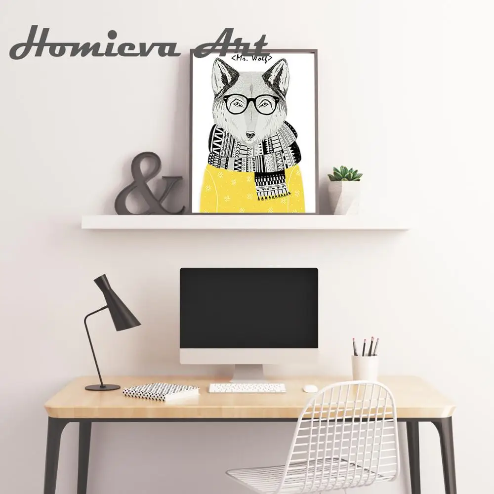 Скандинавское искусство волк холст постер картина мультфильм изображение