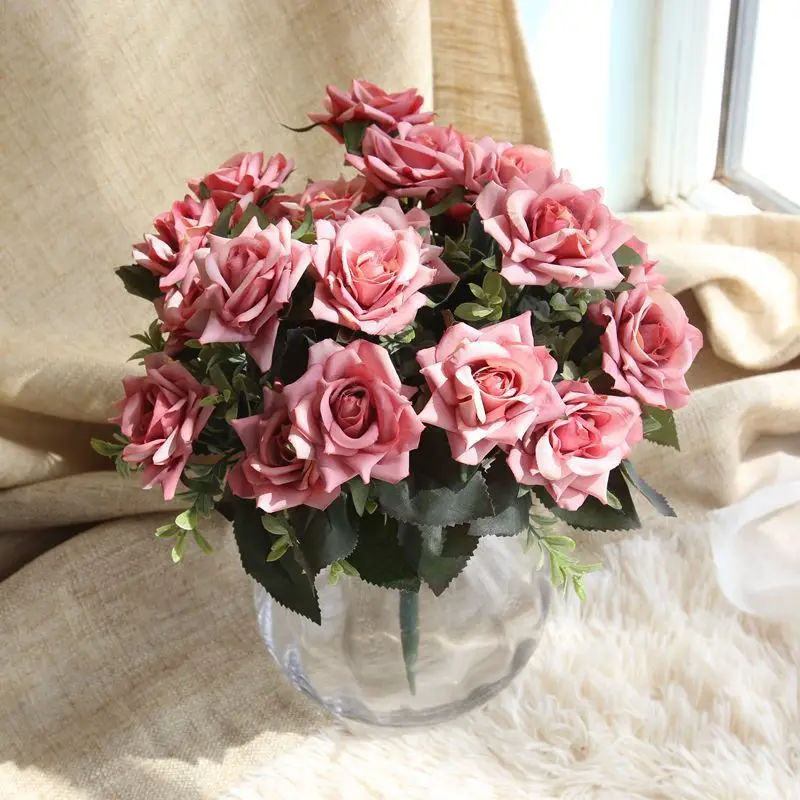 8Pcs Wedding Decoratio High Quality Artificial Flowers Vivid Real Touch Roses Silk Flower Bride Home Decor Bouquet | Дом и сад