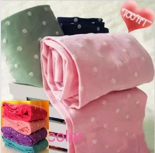 Бархатные колготки в горошек для девочек жаккардовые детские карамельных цветов