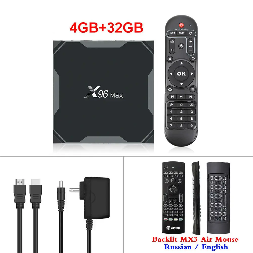 Android 9,0 ТВ приставка X96 Max Amlogic S905x3 8K смарт медиаплеер 4 Гб ОЗУ 64 Гб ПЗУ X96Max телеприставка 2G16G четырехъядерный 2,4G и 5G Wifi - Цвет: 4G32G MX3