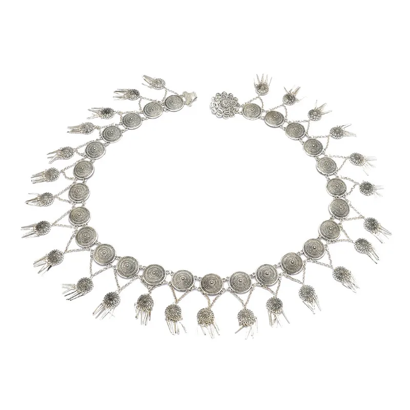 Belly Chains Цыганский танец для индийского танца живота цепи на талию сексуальный Femme Серебряный цветок длинная ниспадающая Кисточка Серьги Платье Пояс-цепочка Племенной Афган - Окраска металла: Belly Chains
