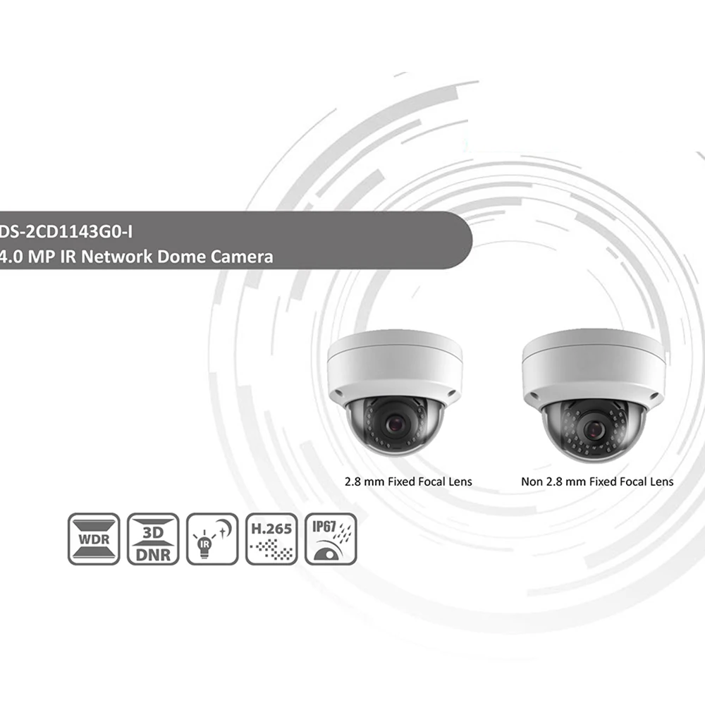 Hikvision DS-2CD1143G0-I POE камера видеонаблюдения 4MP ИК Сетевая купольная камера 30 м IR IP67 IK10 H.265
