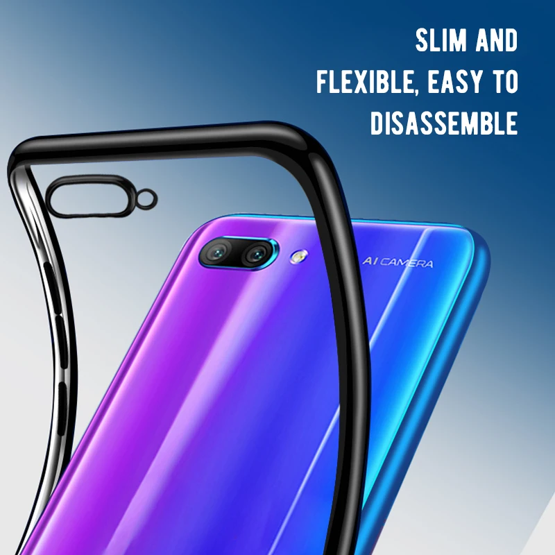 Прозрачный чехол с покрытием для Huawei Honor 10 Lite 8 9 V9 Nova 3 мягкий TPU гальванический