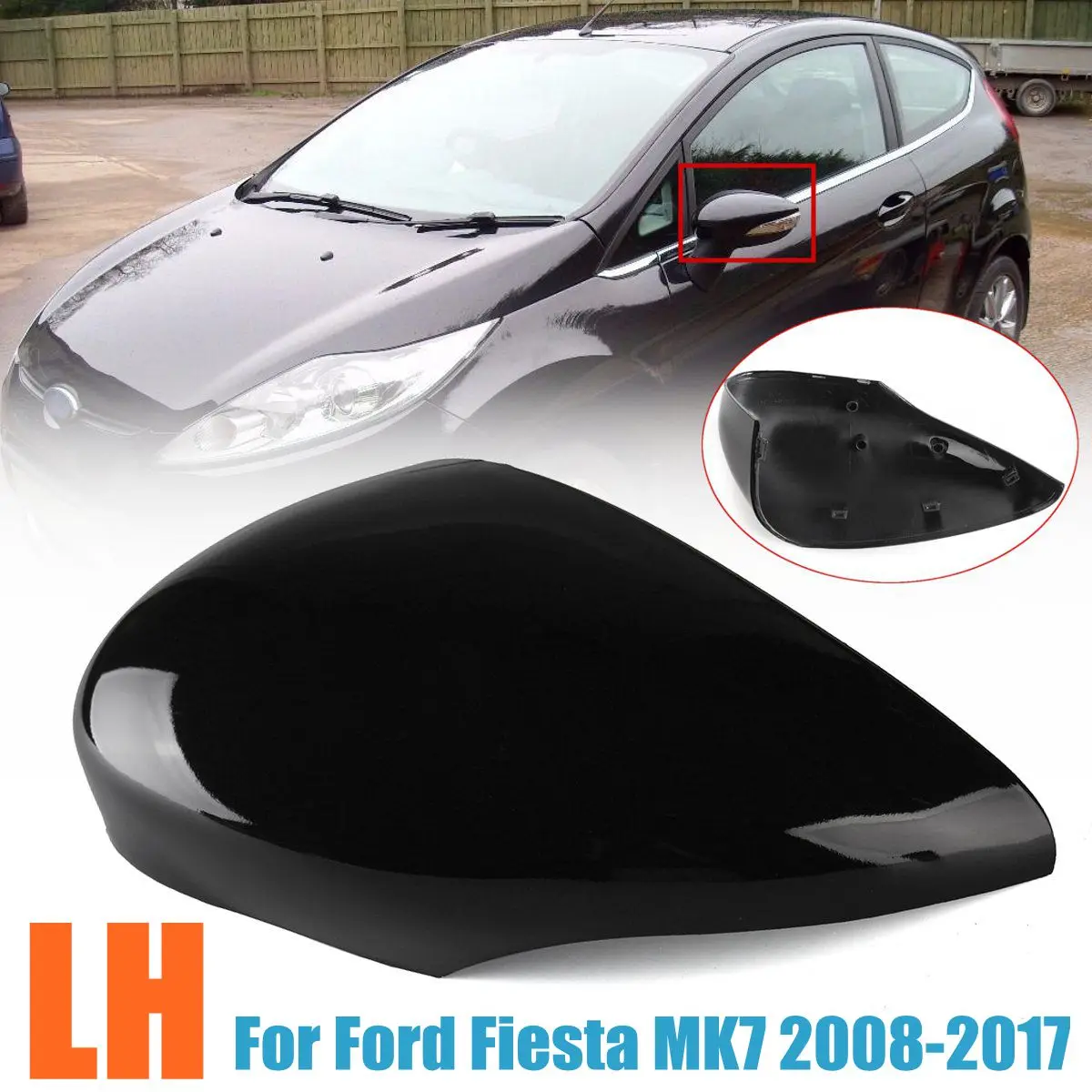Gloss Black Left 4 цвета автомобиля Зеркало заднего вида крышка отделка случае левый и правый сбоку крыло для Ford forFiesta MK7 2008 09 10 11 12 13 14 15-17 укладки - Цвет: Gloss Black Left