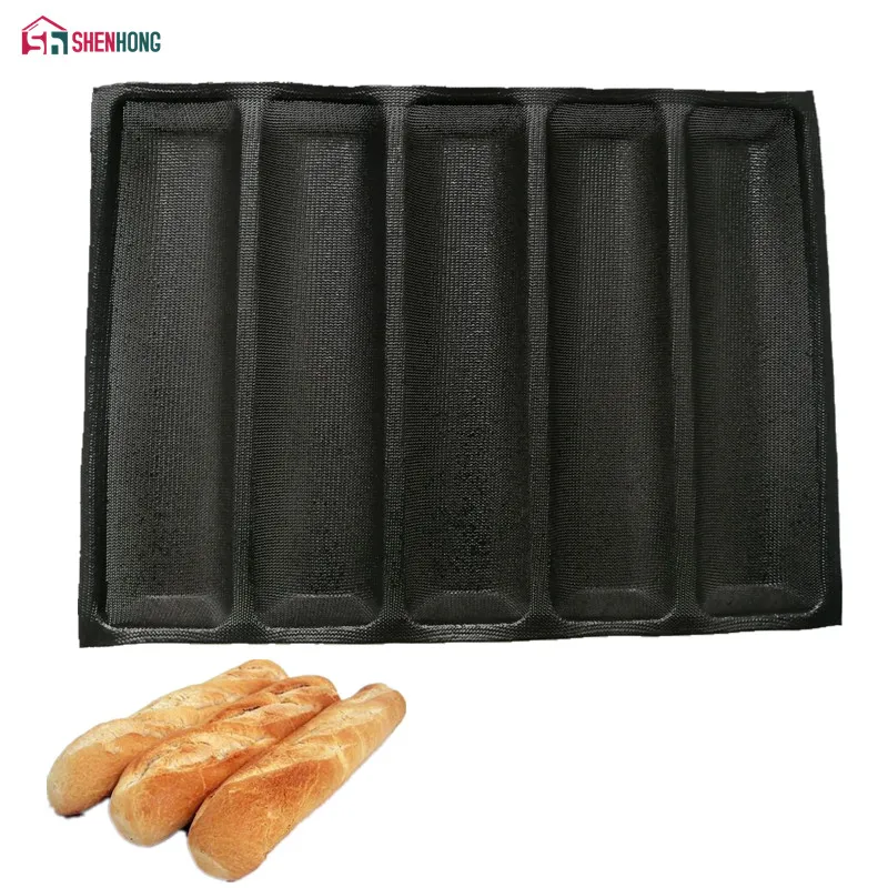 

SHENHONG Non-Stick Baguette Wave French Bread Bakeware Perforated Baking Pan Mat for 12-Inch Sub Rolls Silicone Baking Liners