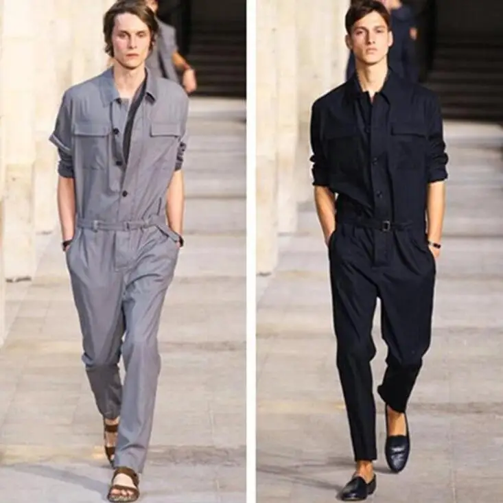 

Jumpsuit Men Rompers One Piece Overalls Cotton Mens Runway Designer Long Sleeve Casual Fashion Male Set Outfit Clothes Jumpsuits