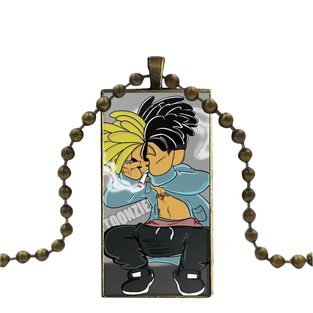 as picture Для школьниц Макси Xxxtentacion модное стеклянное Кабошон ожерелье с женской массивной подвеской прямоугольное ожерелье s ювелирные изделия - Окраска металла: as picture