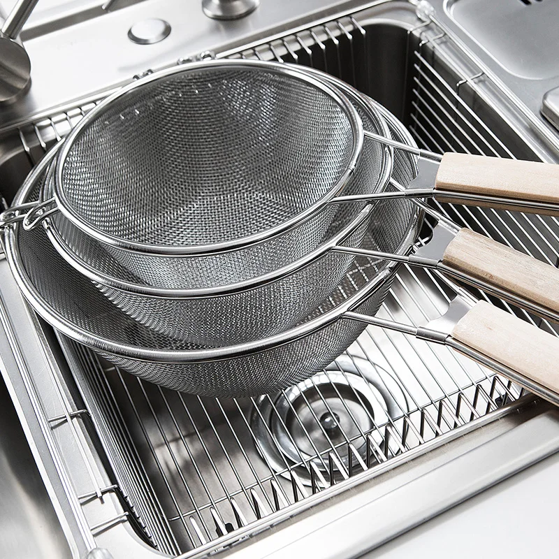 Дополнительно 3 размера ситечко для кухни мелкоячеистые ситечки из нержавеющей стали домашний дуршлаг качественный пищевой дуршлаг сверхмощная ручка