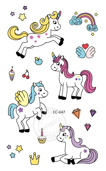 1pcs tattoo sticker1 Партия Единорог тема воздушные шары 18 дюймов звезда круглый шар Декор для вечеринки в честь Дня рождения Дети Радуга воздушные шары Единорог вечерние поставки - Цвет: 1pcs tattoo sticker1