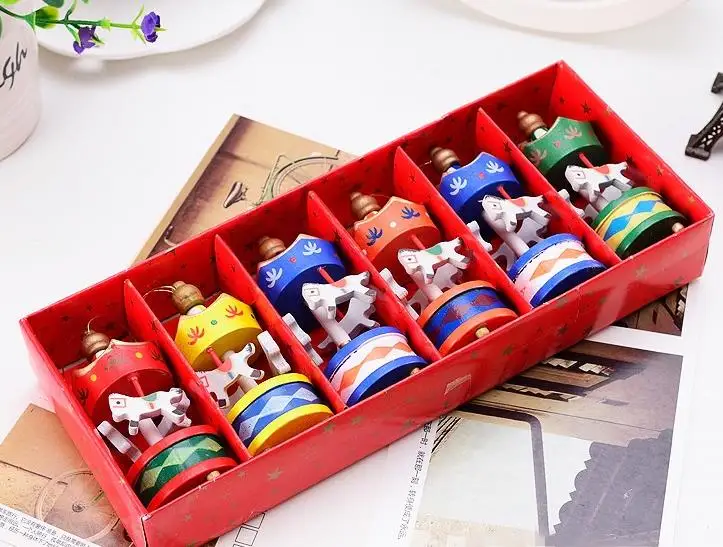 Винтажная деревянная карусель лошадь подвеска на рождественскую елку подвесные