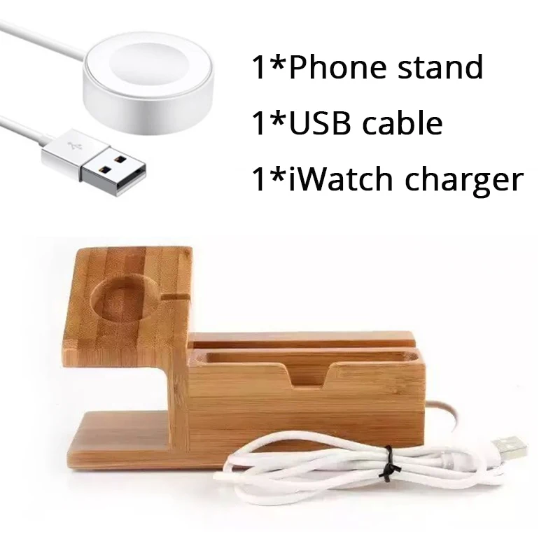 With iWatch charger Деревянная подставка под мобильный телефон наручных часов iWatch, подставка держатель с 3 портами(стандарт Порты и разъёмы зарядная док-станция Поддержка для наручных часов iWatch 1/2/3/4, для iPhone 7 Sumsung huawei - Цвет: With iWatch charger