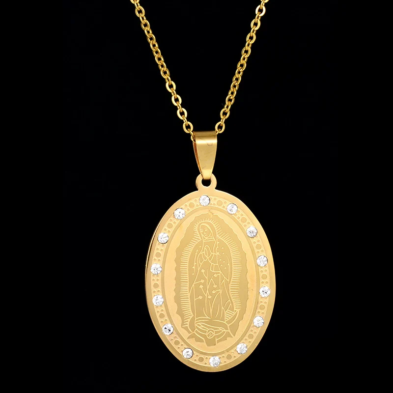 Ожерелье с овальным кулоном Nextvance Pray Virgin Mary религиозный горный хрусталь медаль