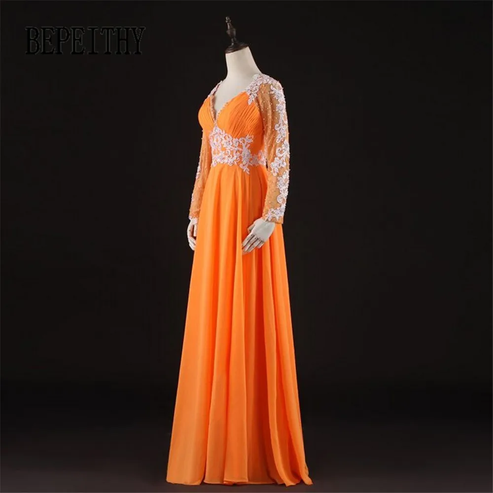 BEPEITHY Robe De Soiree шифоновое прозрачное кружевное длинное вечернее платье из органзы