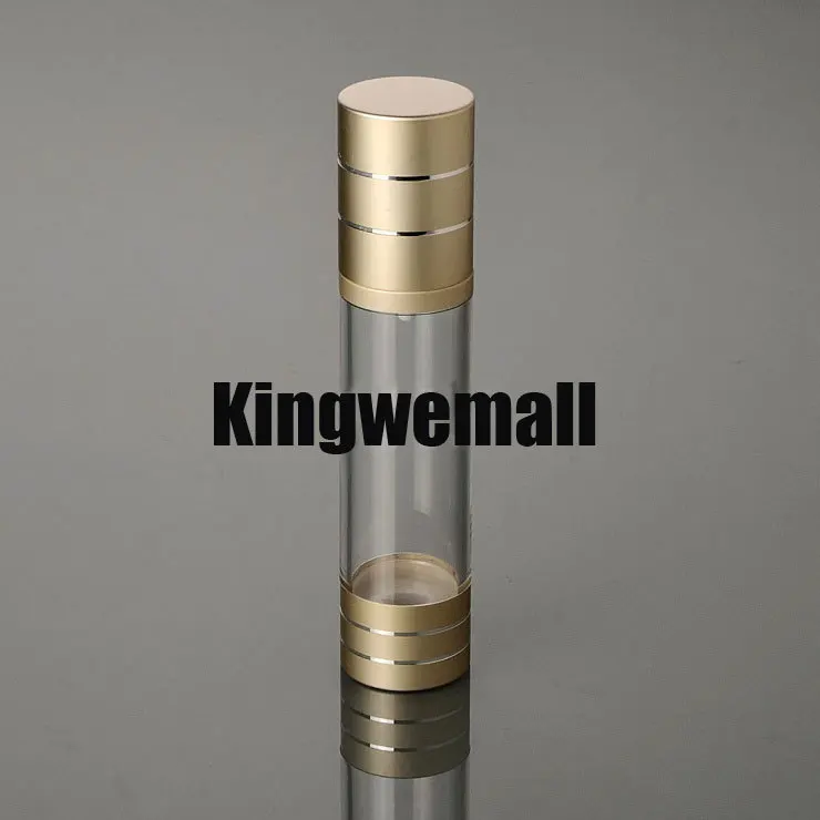

100pcs/lot 50ML gold airless bottle or plastic lotion bottle with airless pump can used for Cosmetic Packaging FN03