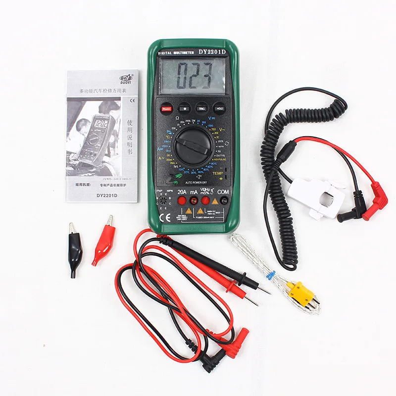 DY2201D Digital Vehicle Maintenance Multimeter Duty Cycle Temperature And Air Conditioning Temperature Detection