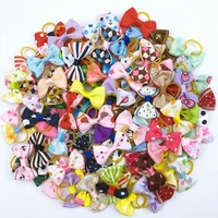 100 pieceslot cute ribbon pet grooming accessories handmade small dog cat hair bows with elastic rubber band 121 colors