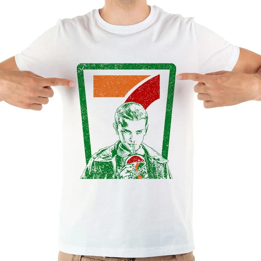 

JOLLYPEACH BRAND stranger eleven funny tshirt men new white short sleeve casual homme cool anime t shirt