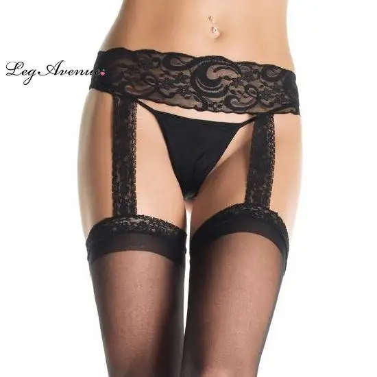 Leg Avenue колготки с Costura сзади и подвязки кружевной топ плюс| |