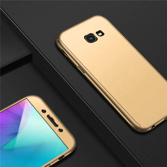 Gold 360 Полное покрытие чехол для телефона для samsung Galaxy A7 A9 A6 A8 плюс A3 A5 A7 противоударный чехол для samsung J3 J5 J7 - Цвет: Gold