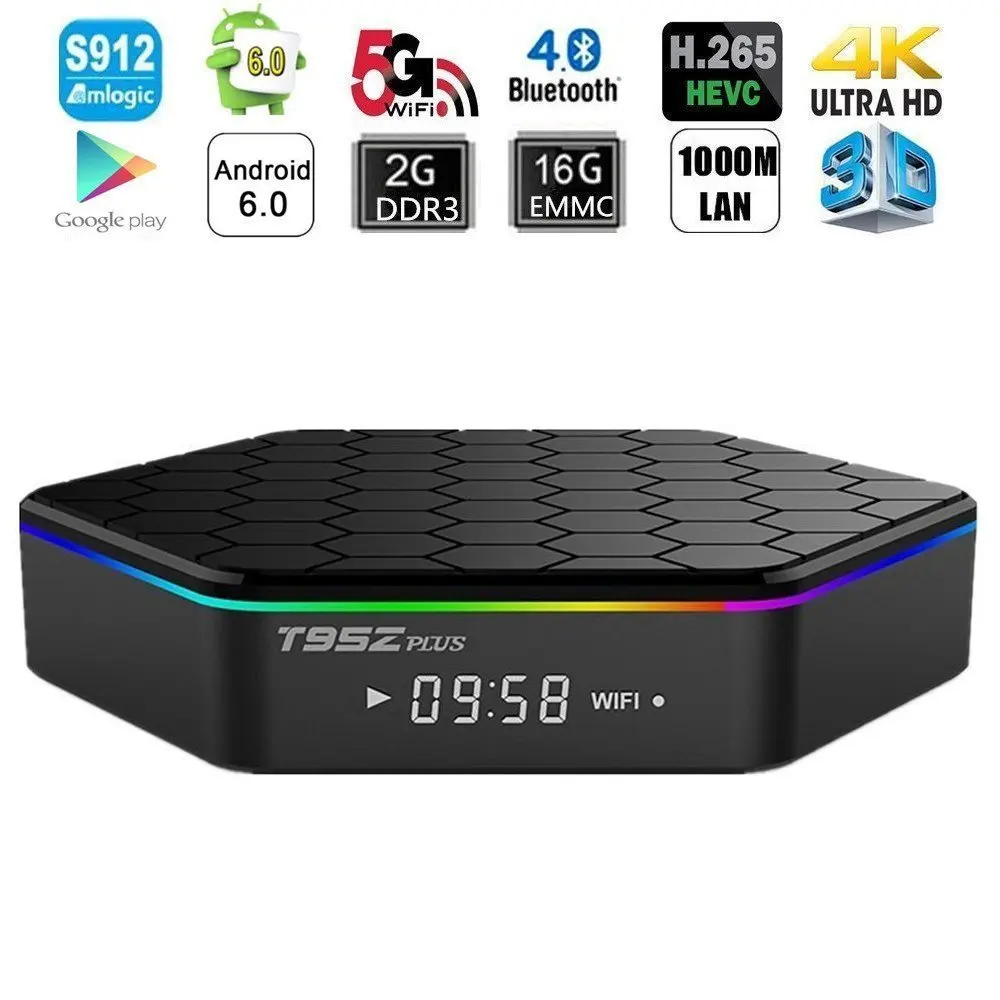 ТВ приставка T95Z PLUS Android 6 0 Восьмиядерный процессор Amlogic S912 2 ГБ DDR3 16 Гб EMMC поддержка