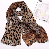 new noble fashion women long soft wrap lady shawl silk chiffon scarves leopard print shawl all match lady soft scarf