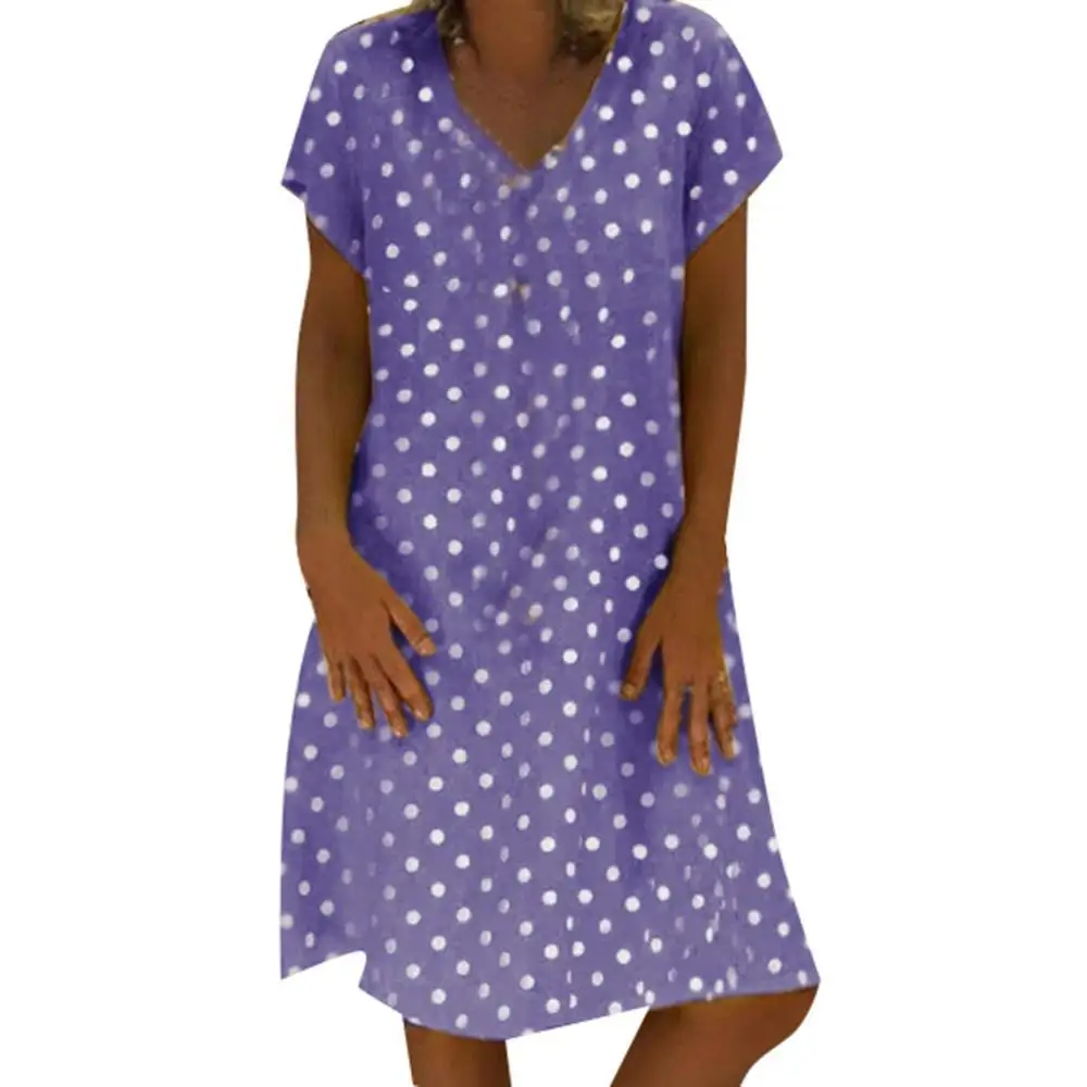 Женское платье с v образным вырезом и принтом в горошек стиле ретро летняя Модная
