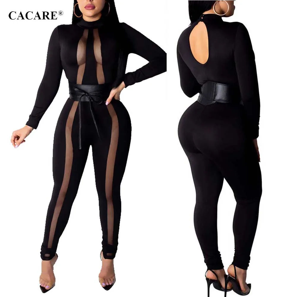 

2019 Black Long Bodycon Jumpsuit Sexy Bodies Ladies Body Femme Sexy Long Sleeve Lace Bodysuit Womens Playsuit F0312 Romper