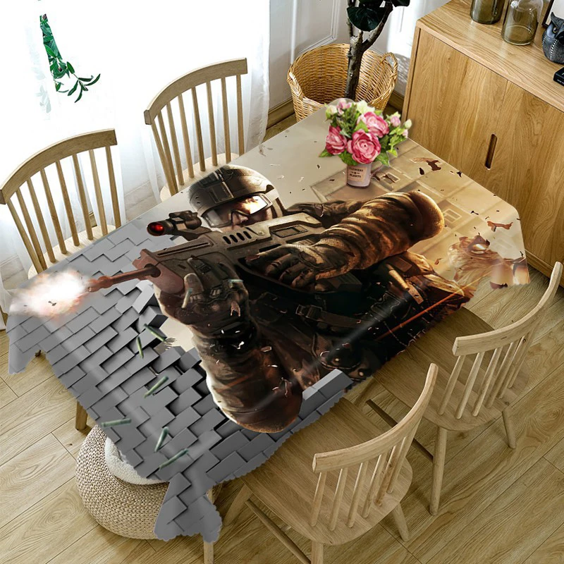 3D скатерть с цветочным узором Пыленепроницаемая из полиэстера и хлопка