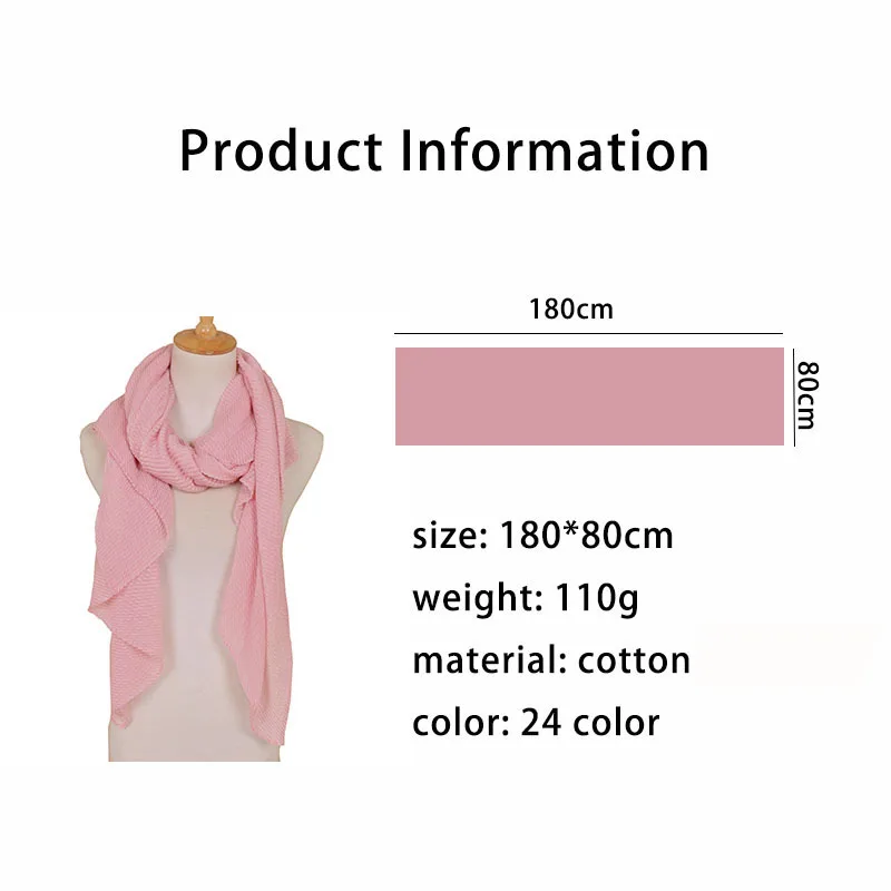 Женский плиссированный складчатый хиджаб LMLAVEN женский шарф мусульманский для