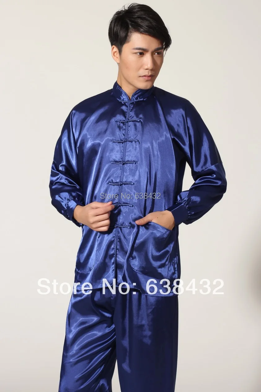 Free shipipng 2015 martial arts kung fu uniforms Tang suit Tai chi uniform kungfu clothing Blue M0048-B | Тематическая одежда и