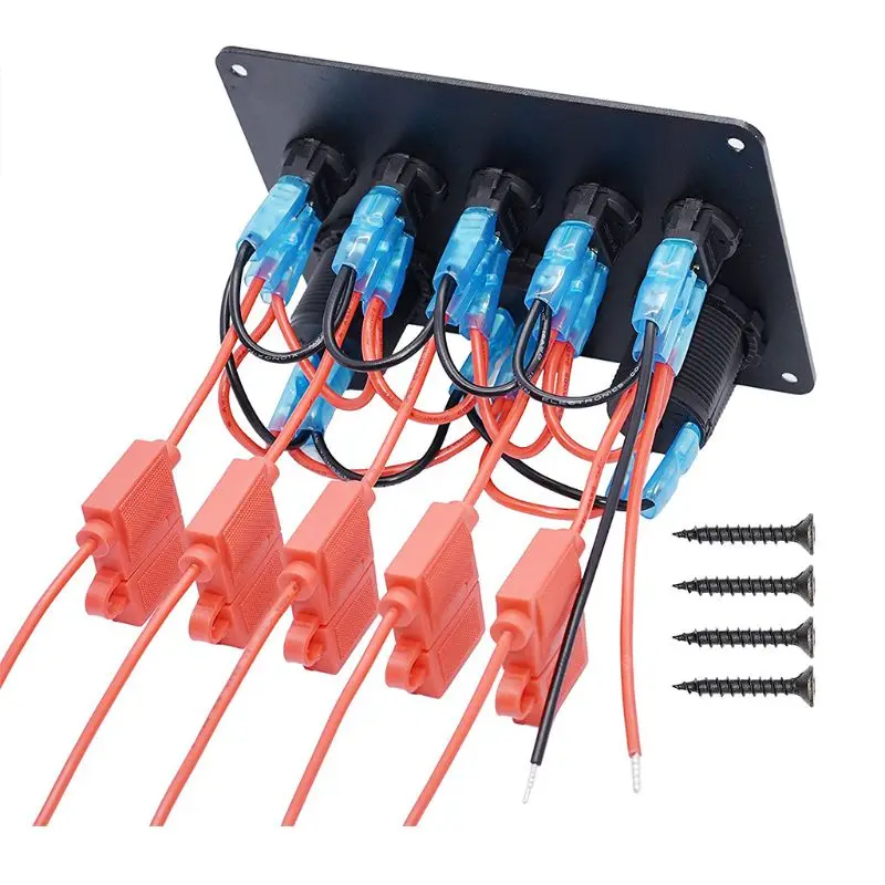 

12-24V Cat-eye Switch Combination Panel with Fuse Box Protection Voltmeter Power Socket Dual USB Car Charger