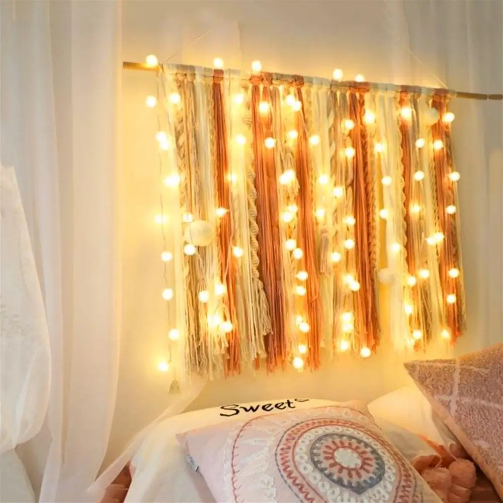 Светодиодный Сказочный светильник со звездами/снежным помпоном для