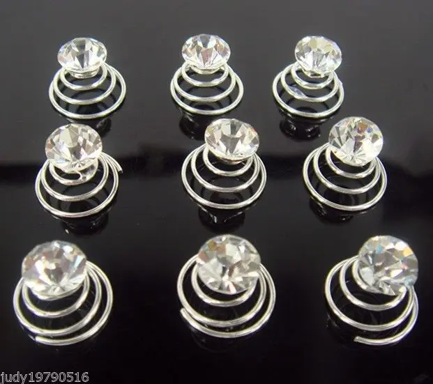 

Woman Girl 20 Pcs Clean Rhinestone Crystal Hair Twists Spins Pins Wedding Prom Party Hair Clips Hair Accessory