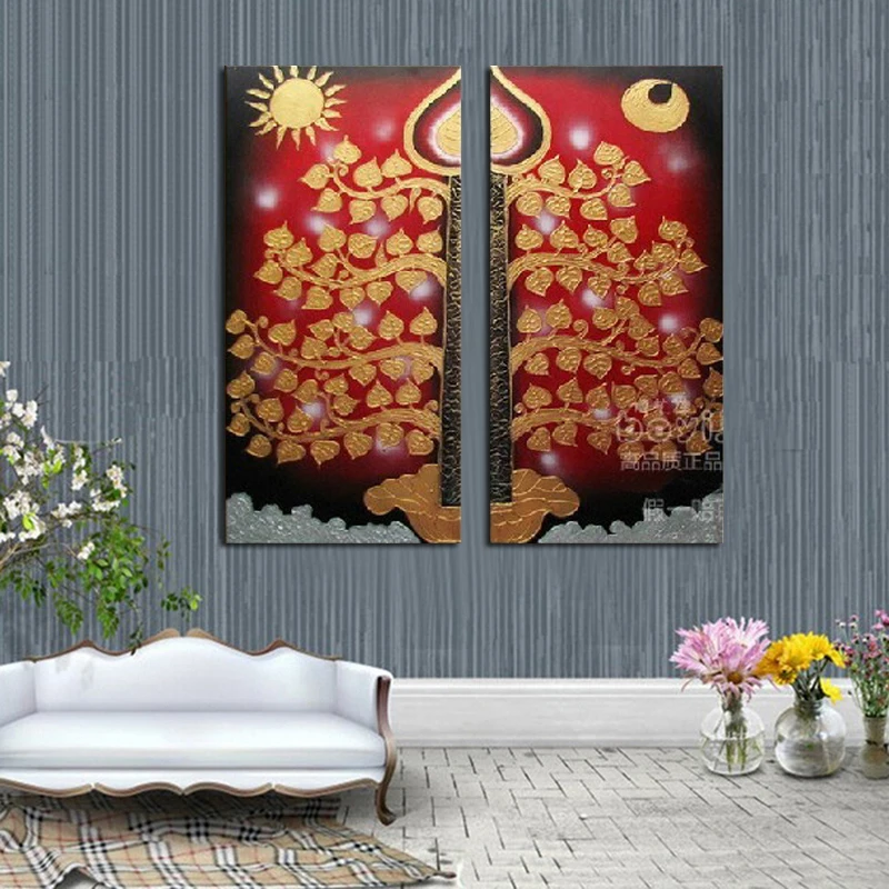 Современная Абстрактная модная картина маслом на холсте солнце и луна bodhi Дерево