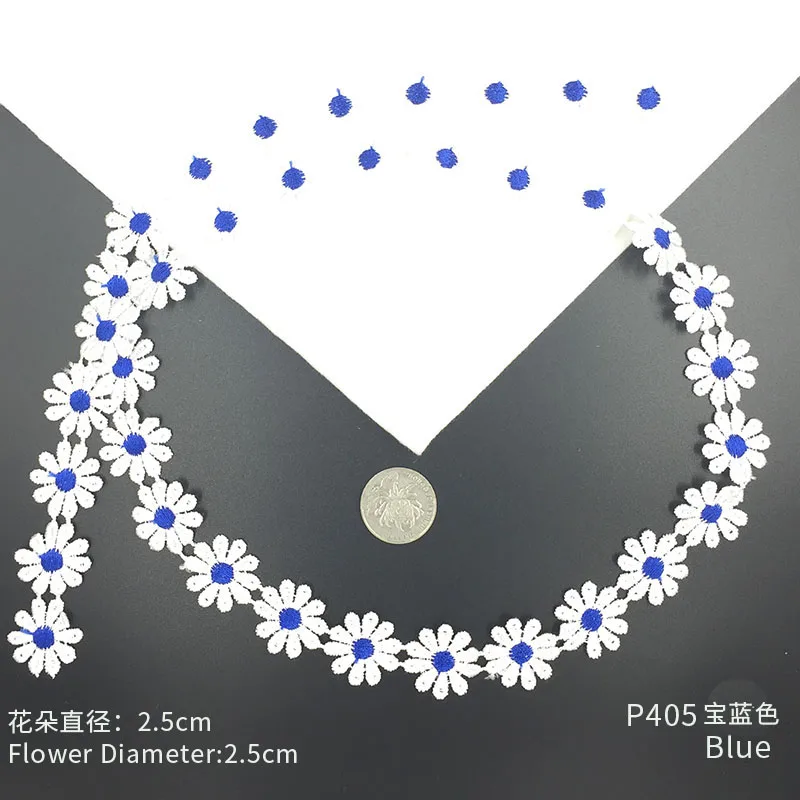 p405 blue 36pcs 1 ярд кружевная лента цветы украшение аппликация патчи для одежды свадебное платье Diy Швейные аксессуары белая кружевная отделка - Цвет: p405 blue 36pcs