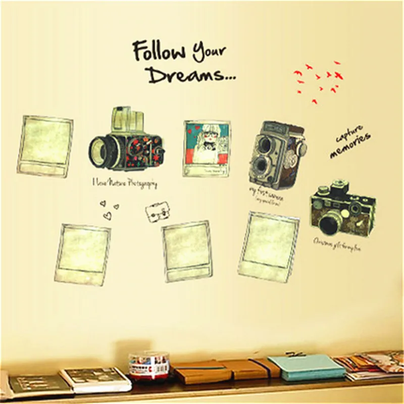 Follow Your Dreams...-Fashion Retro Camera Room Wall Sticker | Дом и сад