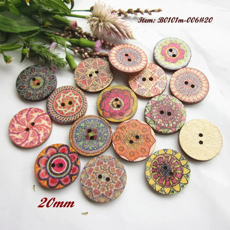 Круглые декоративные деревянные пуговицы в стиле ретро 50 шт. 25 мм/20 мм/15 мм 2